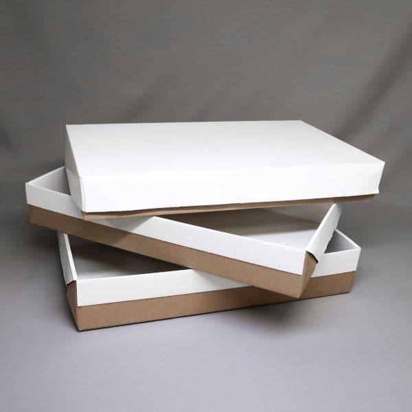 White card bake-in trays stacked