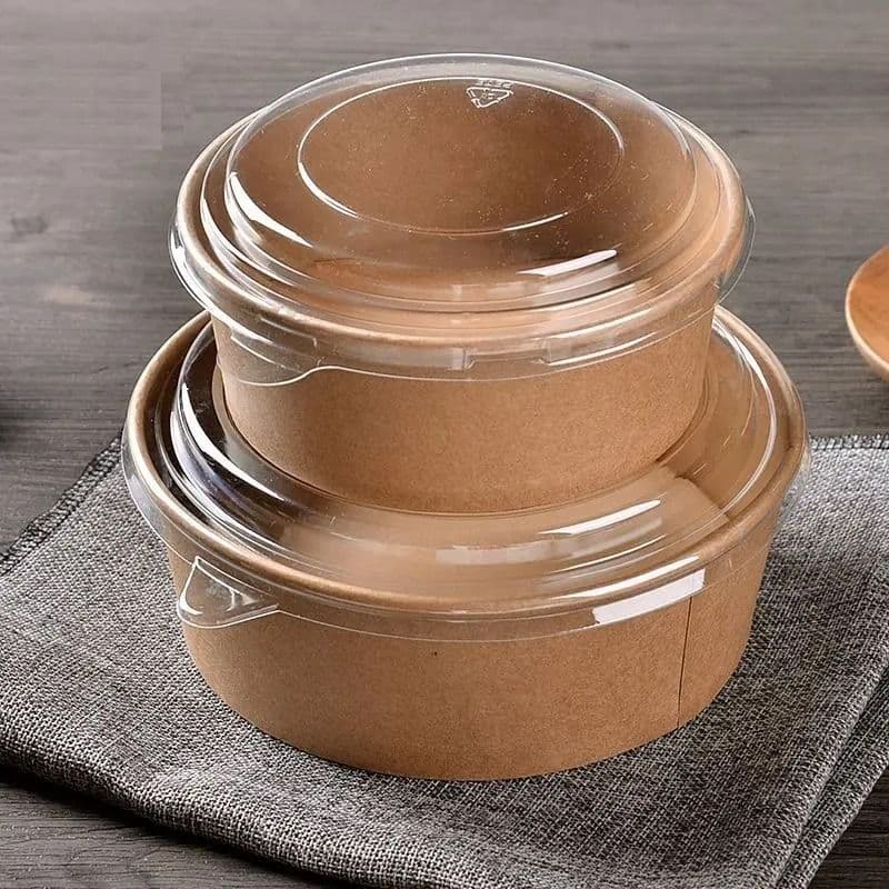50 x PET Clear Plastic Lids for Kraft Card Salad Bowls