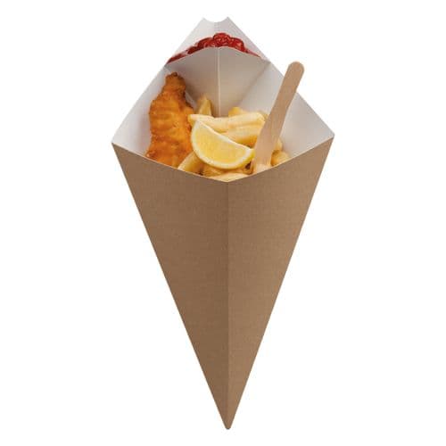 Lined Kraft Paperboard Cornets with Dip Corner (Pack of 500)