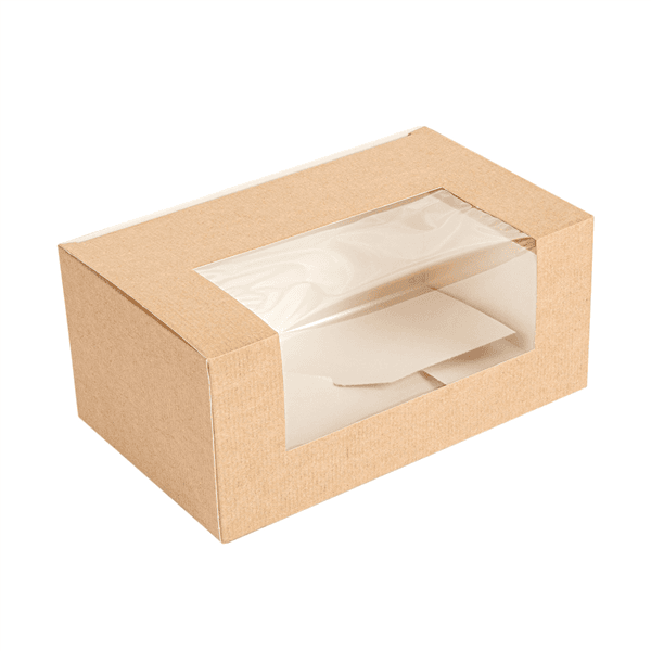 50 x Kraft Brown 7" Long Rectangular Window Bakery Box
