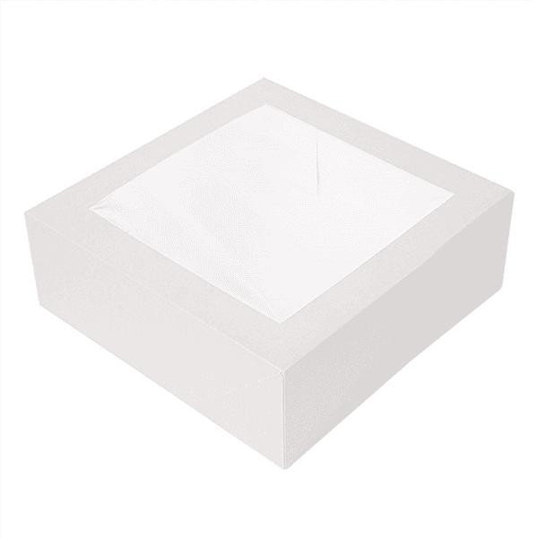 50 x Square 12 x 12 x 3" White Windowed Cake Boxes