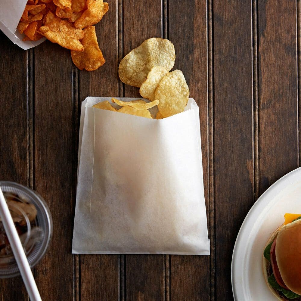 1000 x Grease Resistant Square Paper Bags