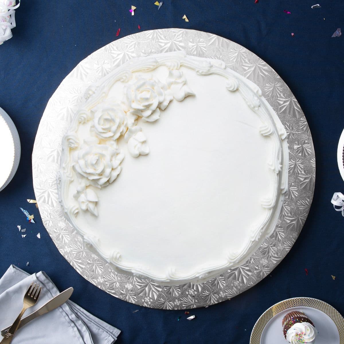 Embossed Silver Circular Cake Drum