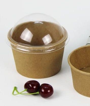 Dome Lid for Kraft Brown & Black Ice Cream Tubs