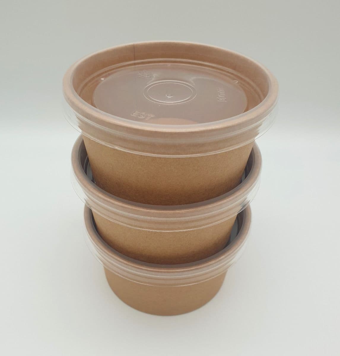 50 x 7oz Kraft Brown Paper Food Tubs & Flat Lids