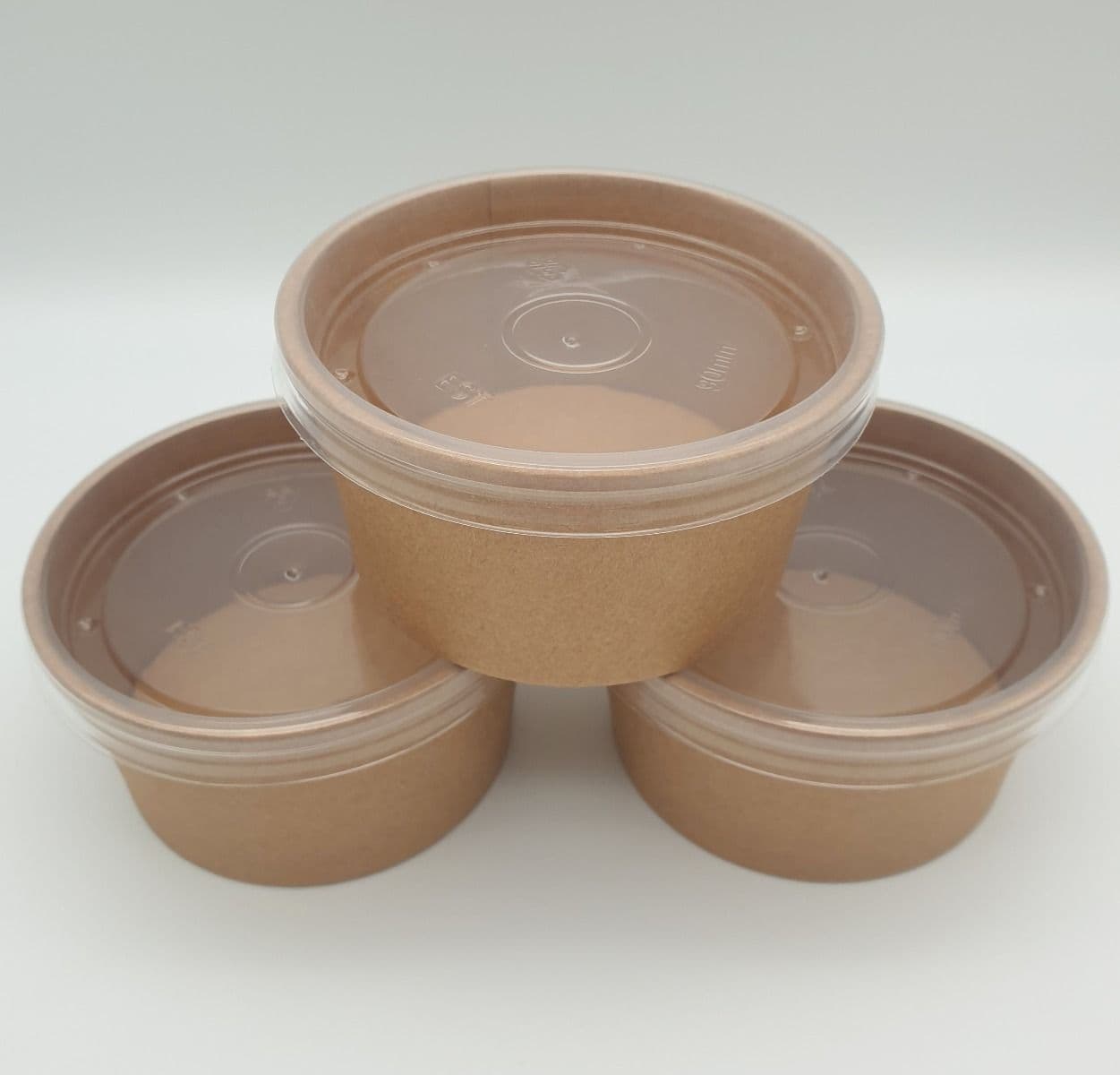50 x 7oz Kraft Brown Paper Food Tubs & Flat Lids