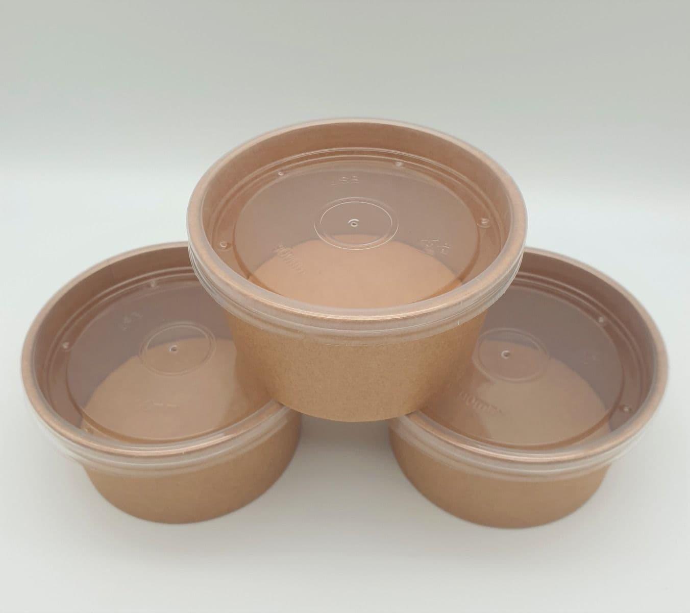 50 x 7oz Kraft Brown Paper Food Tubs & Flat Lids