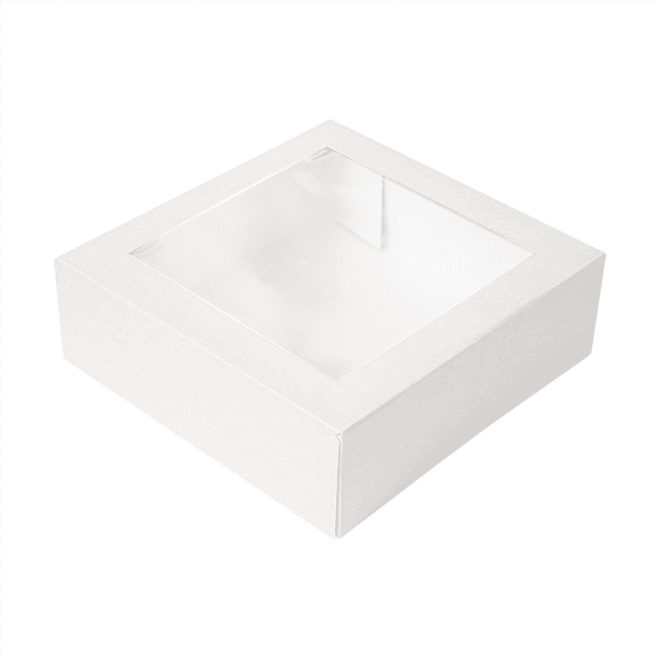 50 x Square White Windowed Cake Boxes - Various Sizes