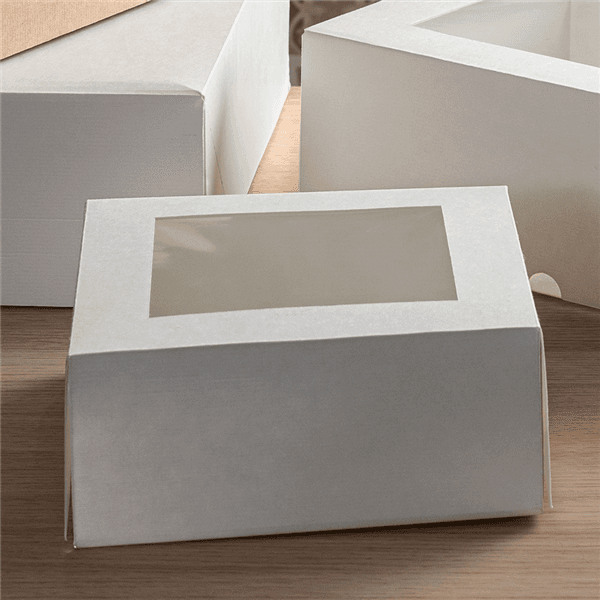 50 x Square White Windowed Cake Boxes - Various Sizes