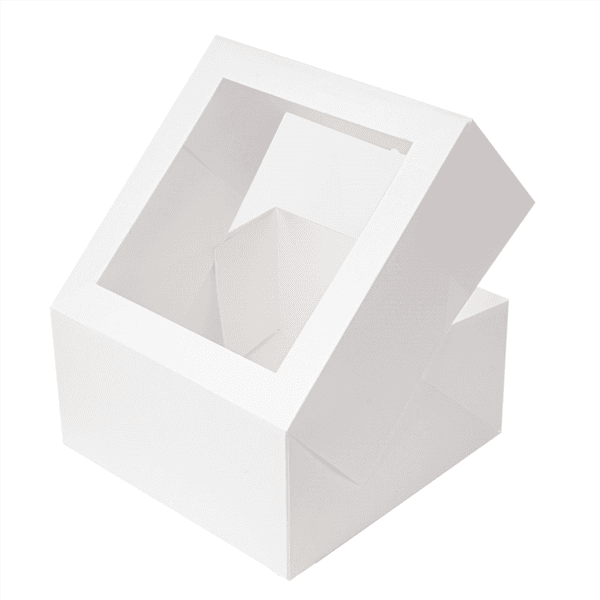 50 x Square White Windowed Cake Boxes - Various Sizes