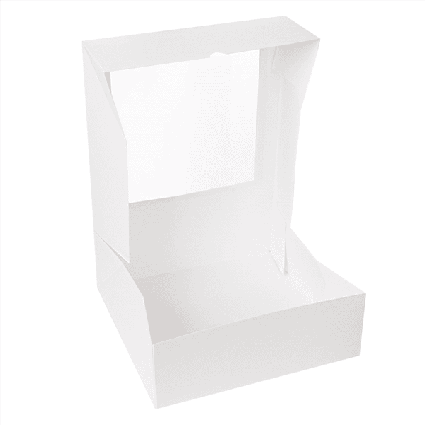 50 x Square White Windowed Cake Boxes - Various Sizes