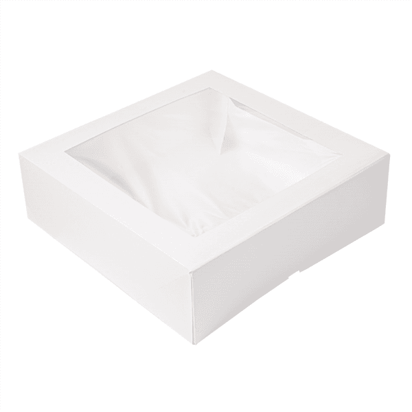 50 x Square White Windowed Cake Boxes - Various Sizes