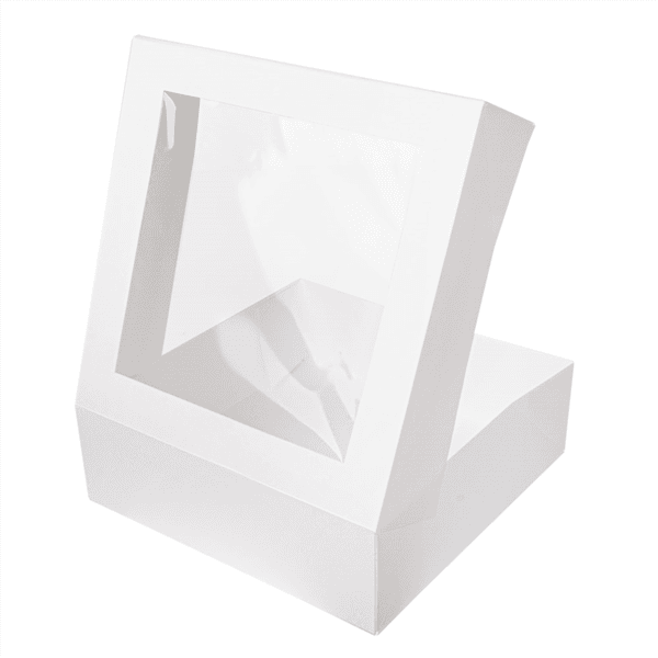 50 x Square White Windowed Cake Boxes - Various Sizes