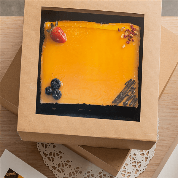 50 x Square Kraft Brown Windowed Cake Boxes - Various Sizes