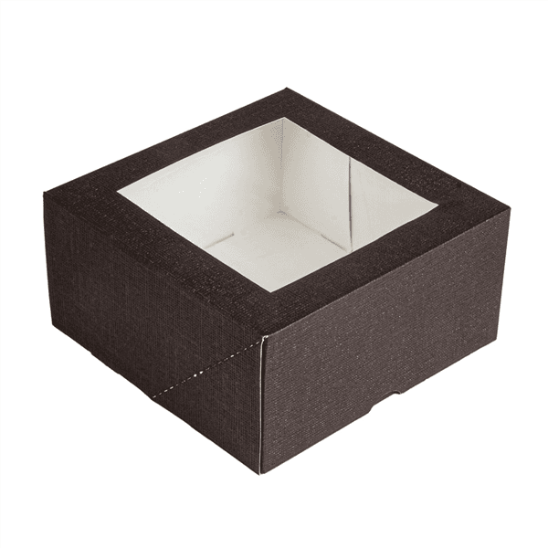 50 x Square Black Windowed Cake Boxes - Various Sizes