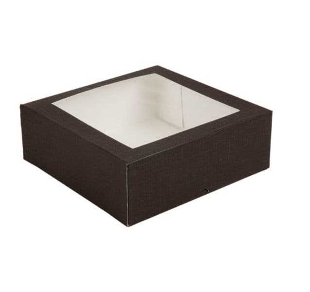 50 x Dark Chocolate 11 x 11 x 4" Windowed Cake Boxes