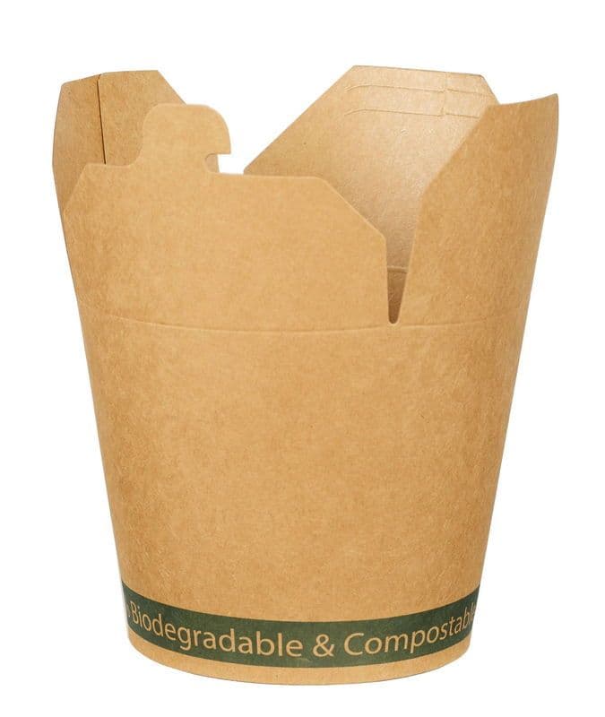 500 x Kraft Brown Compostable Noodle Pails - 2 Sizes
