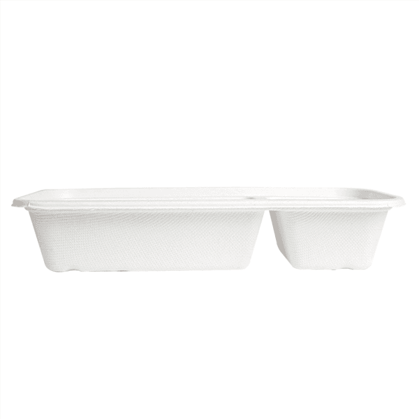50 x 2 Compartment Long Bagasse Food Tray