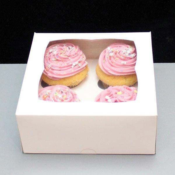 25 x Windowed 4 Cupcake Boxes With Inserts