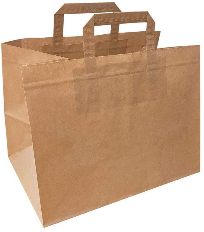 250 x Extra Large Brown Tape Handle Paper Carrier Bags With Wide Base
