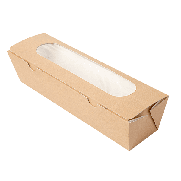 50 x Kraft Brown Baguette Box With Window