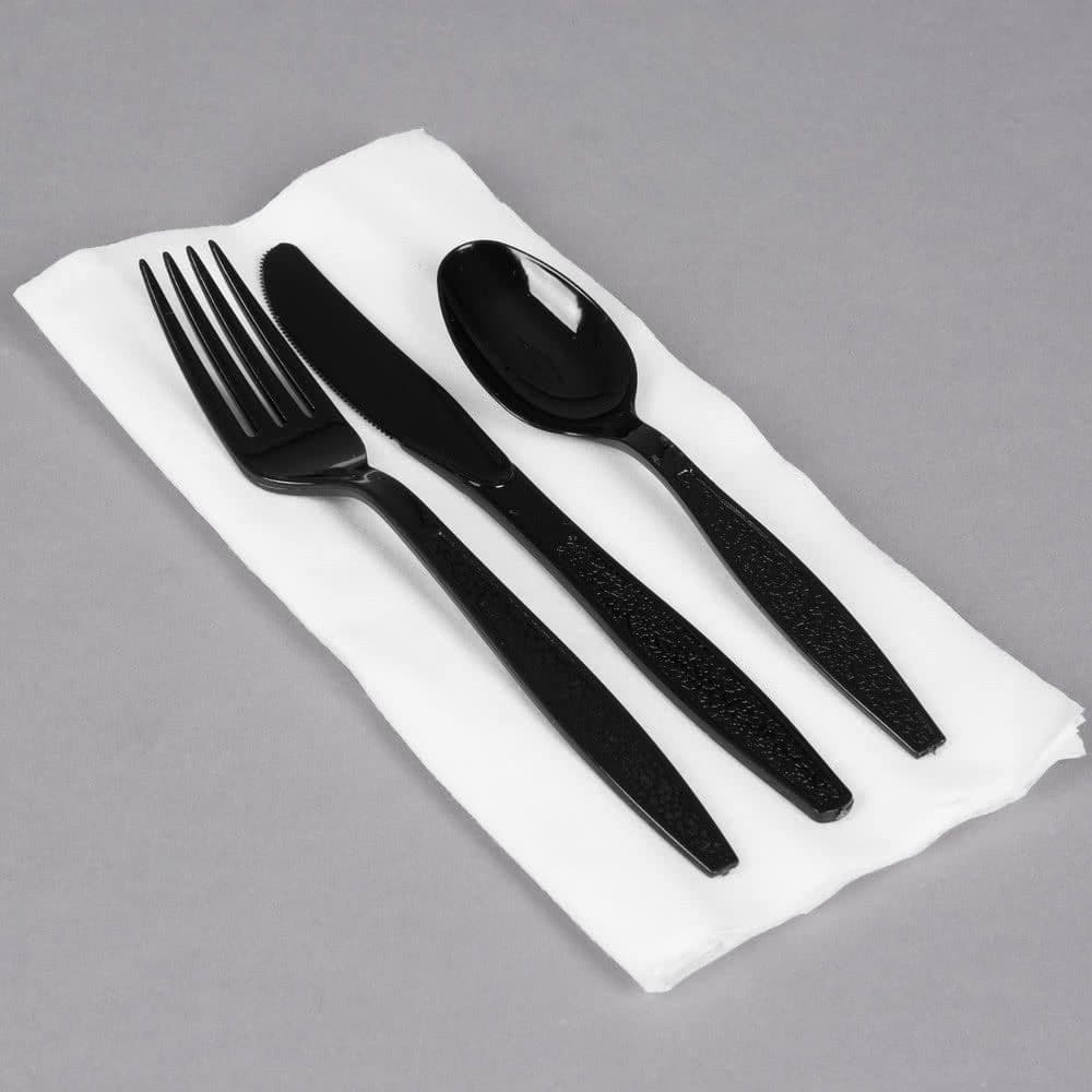 Heavy Duty Reusable Black Plastic Cutlery
