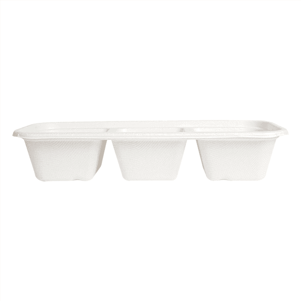 50 x  3 Compartment Long Bagasse Food Tray