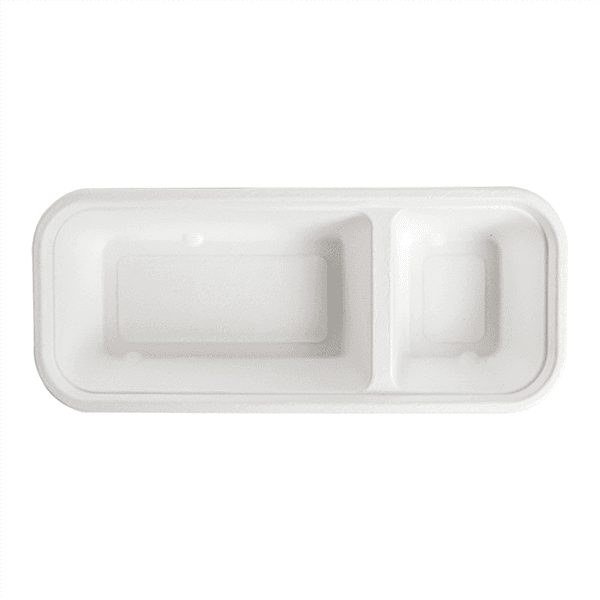 50 x 2 Compartment Long Bagasse Food Tray