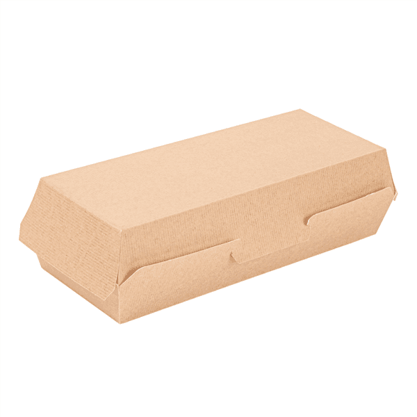 50 x Kraft Brown Card Extra Long Clamshell Food Boxes