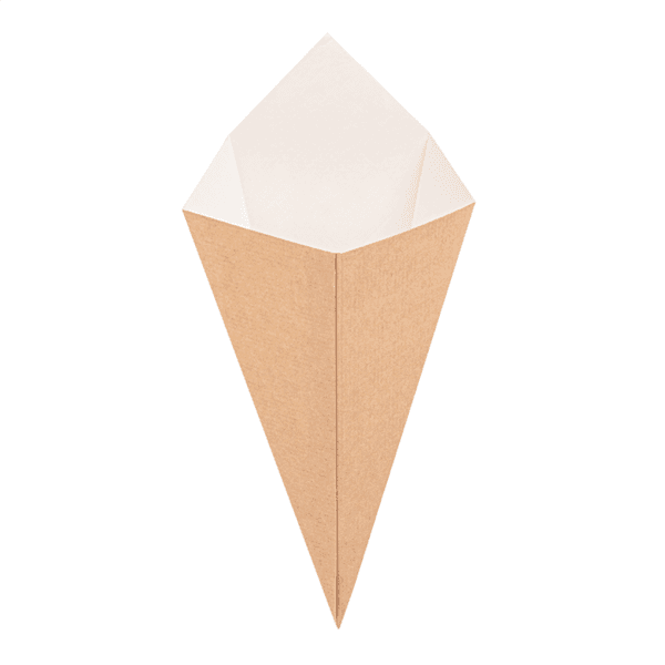 200 x Kraft Corrugated Board Chip Cornets - 2 Sizes