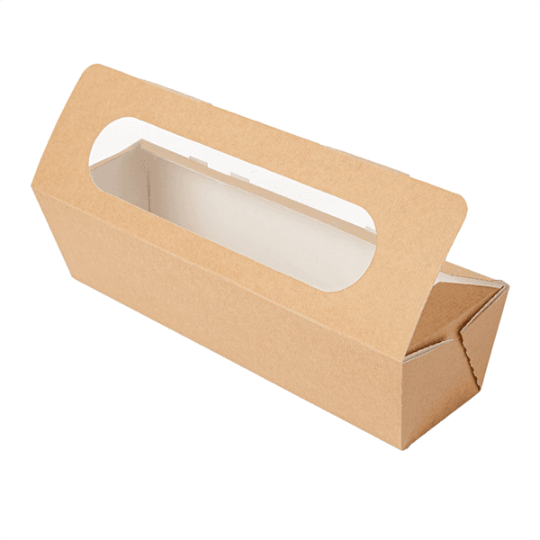 50 x Kraft Brown Baguette Box With Window