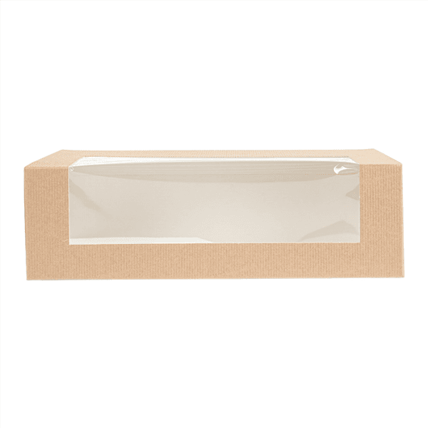 50 x 10" Long Kraft Brown Rectangular Window Box For Swiss Rolls