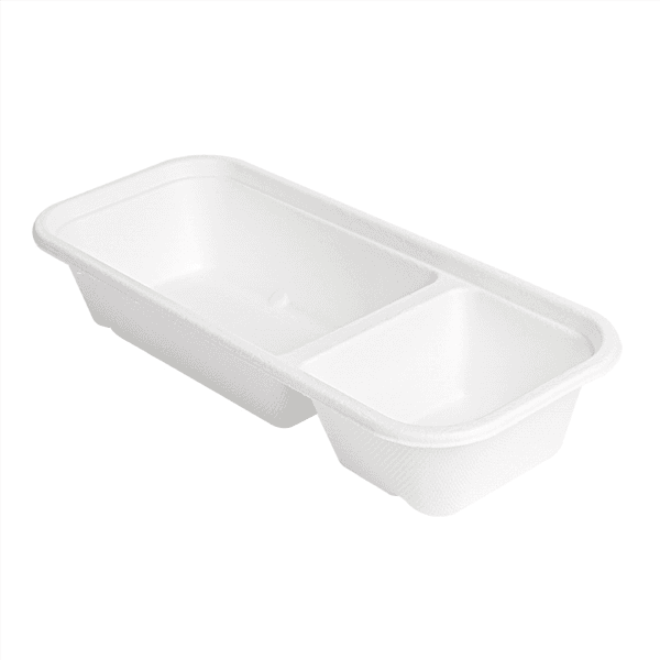 50 x 2 Compartment Long Bagasse Food Tray