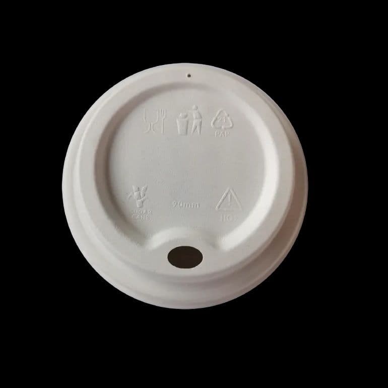 Compostable Bagasse Sip Lid for Hot Drinks Cup (Pack of 100)
