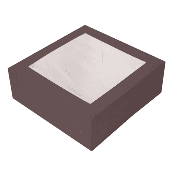 50 x Dark Chocolate 10 x 10 x 3" Windowed Cake Boxes