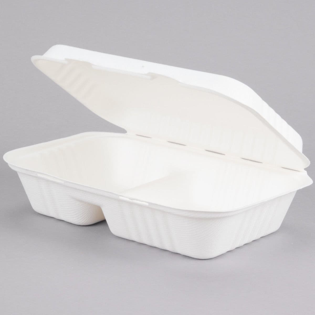 250 x 2 Compartment Biodegradable Bagasse Takeaway Boxes