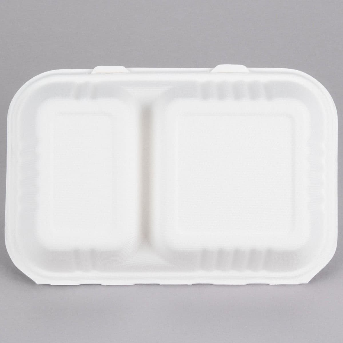 250 x 2 Compartment Biodegradable Bagasse Takeaway Boxes