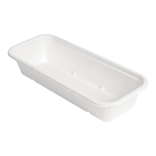50 x 1 Compartment Long Bagasse Food Tray