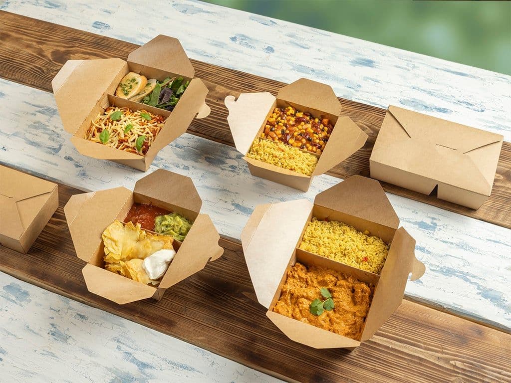 Kraft Card Two Compartment Takeaway Boxes