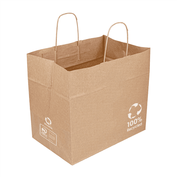 Wide Base Brown Twist Handle Paper Bags - Multiple Sizes