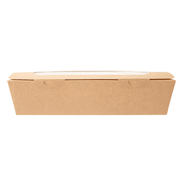 50 x Kraft Brown Baguette Box With Window