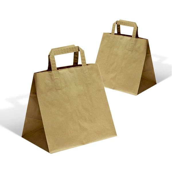 250 x Extra Large Brown Tape Handle Paper Carrier Bags With Wide Base