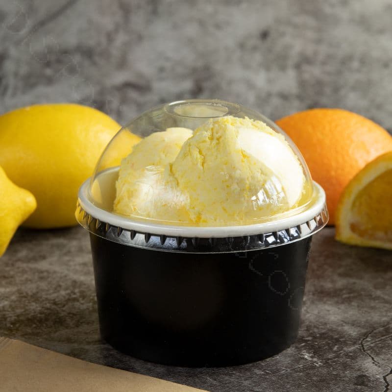 Dome Lid for Kraft Brown & Black Ice Cream Tubs