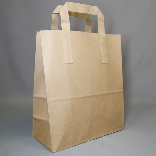 250 x Medium Brown Tape Handle Paper Carrier Bags