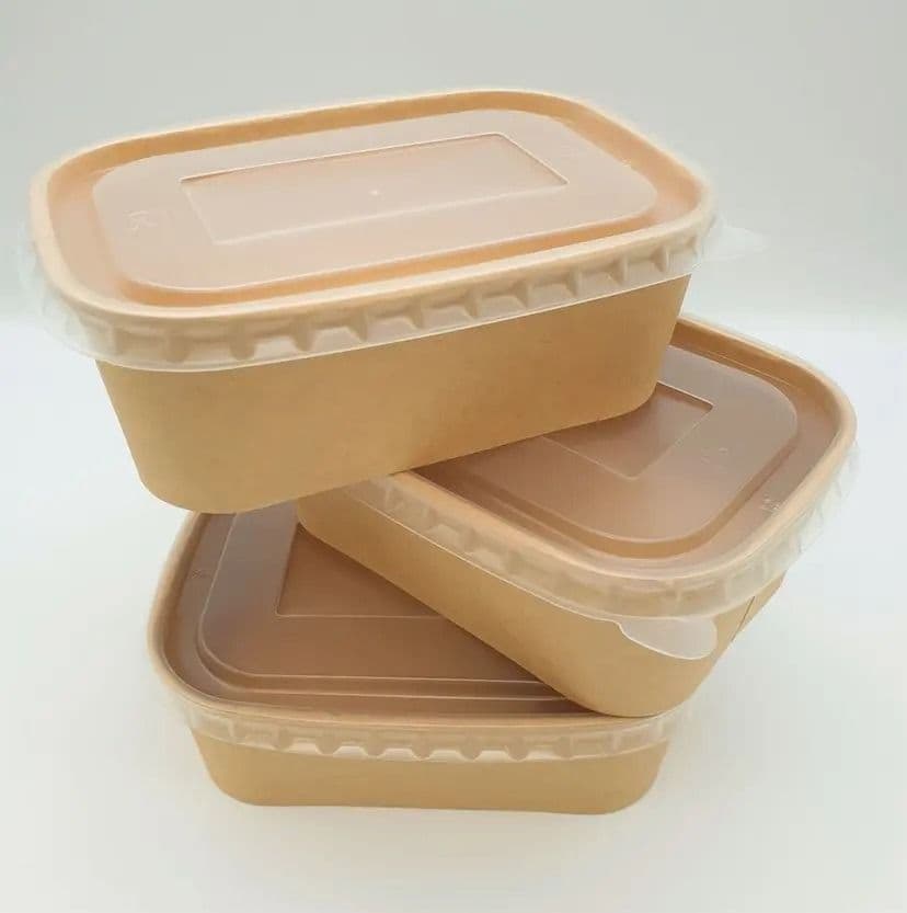 50 x Rectangular Kraft Card Food Bowls