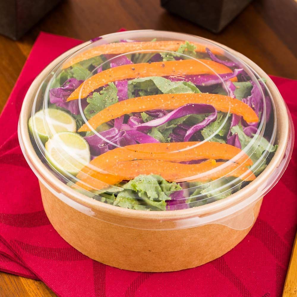300 x PET Clear Plastic Lids for Kraft Card Salad Bowls