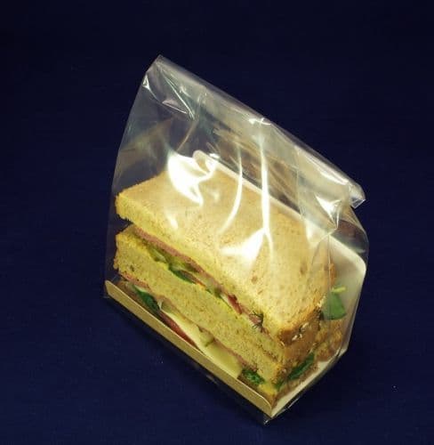 1000 x Kraft Brown Square Cut Sandwich Packaging Kit - Bags, Cards and Stickers