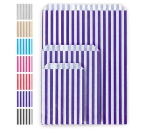 Striped Paper Counter Bags - Various Colours/Sizes