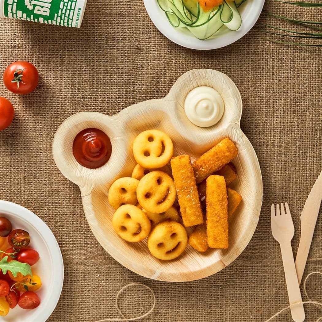 10 x Teddy Bear 9" Biodegradable Palm Leaf Plates