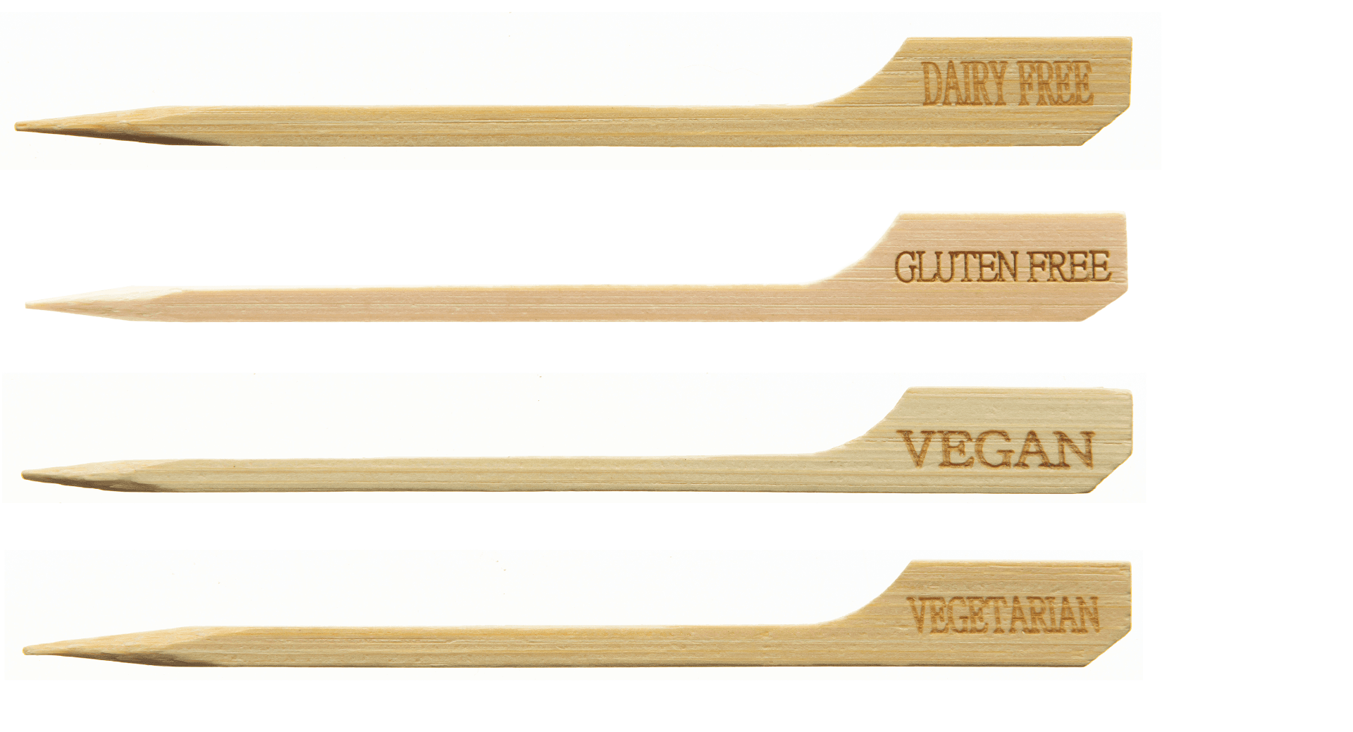 250 x Printed Wooden Food Marker Skewers